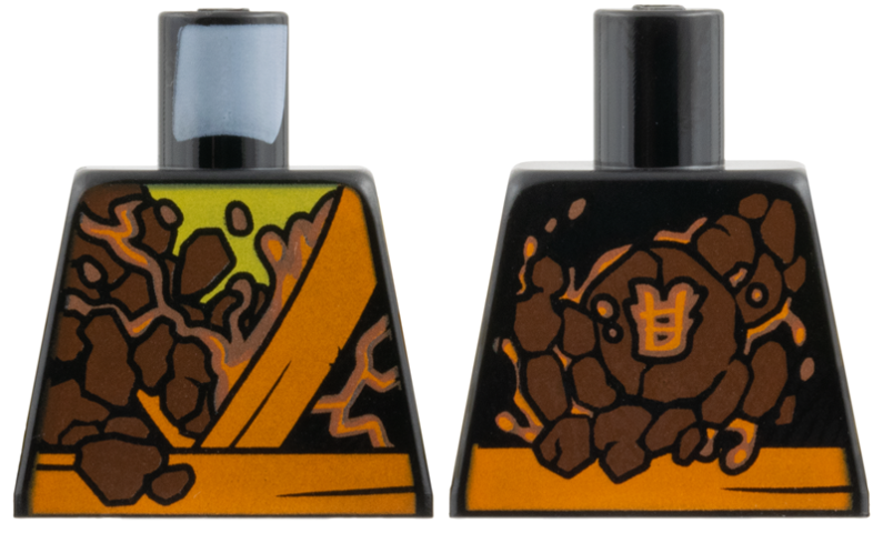 Lego Torso Breaking Rocks and Orange Sash Pattern (Earth Ninja) / Black
