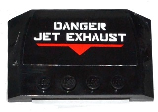 Lego Wedge 4 x 6 x 2/3 Triple Curved with White 'DANGER JET EXHAUST' over Red Trim Pattern (Sticker) - Set 70815
