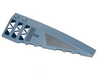 Lego Wedge 10 x 3 Right with White Triangles Pattern (Sticker) - Set 75041 / Sand Blue
