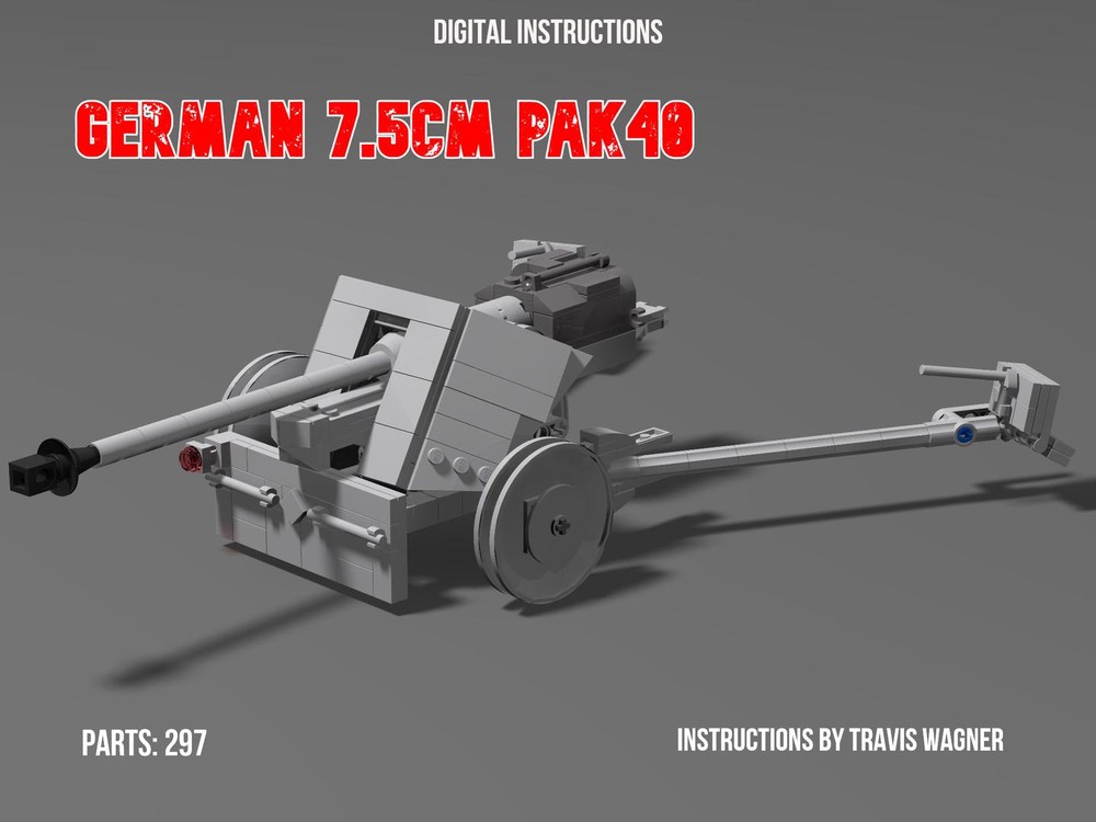Lego 1/16 scale German 7.5cm pak 40