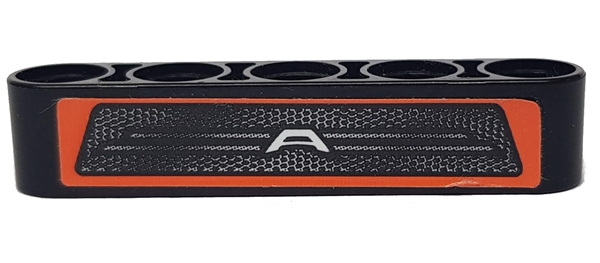 Lego Technic, Liftarm Thick 1 x 5 with Letter A and Car Grille on Orange Background Pattern (Sticker) - Set 42060