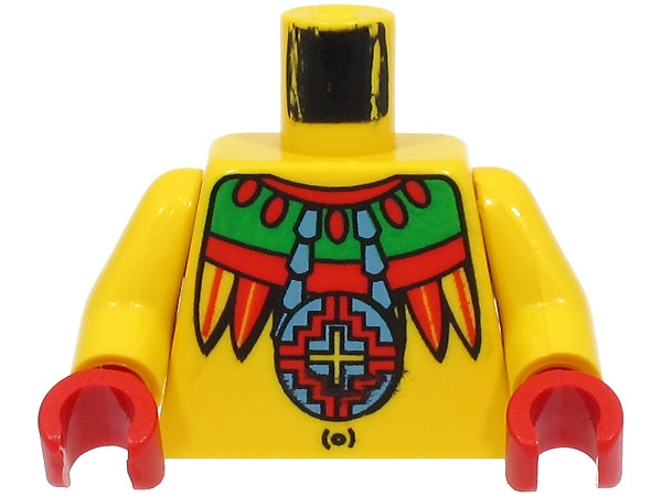 Lego Torso Adventurers Jungle Necklace, Feathers, Navel Pattern (Achu) / Yellow Arms / Red Hands