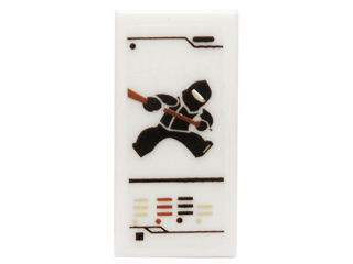 Lego Tile 1 x 2 with Ninjago Trading Card Game Cole Pattern (Sticker) - Set 70751 / White