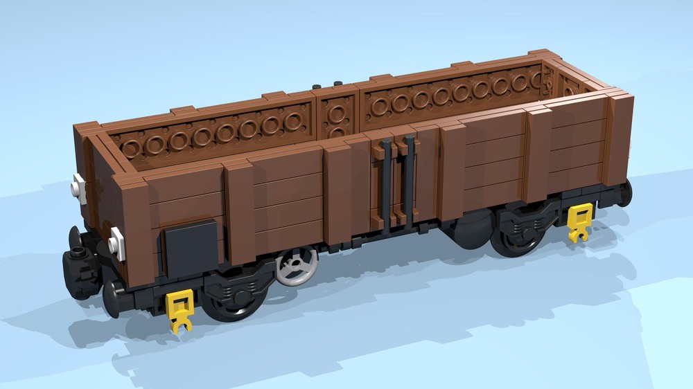 Lego 4-Wheel Open Wagon (SNOT, brown, 4 studs high)