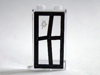 Lego Panel 1 x 2 x 3 with Side Supports - Hollow Studs with Black Window Frame Bent with Hole in Top Left Pane Pattern (Sticker) - Set 75904