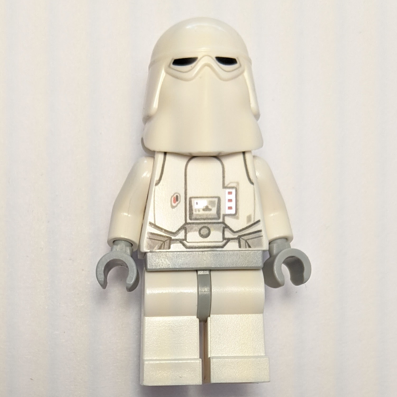 Lego Snowtrooper, Light Bluish Gray Hips, Neck Bracket with Printed 1 x 1 Tile