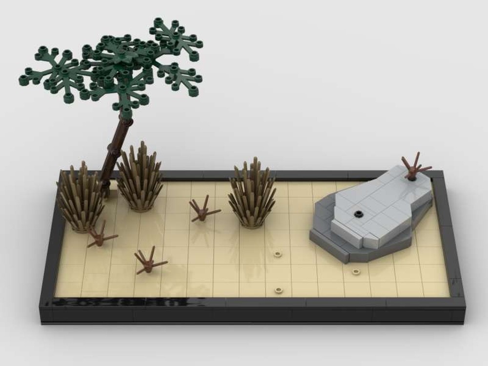 Lego Vignette of a lion family in desert