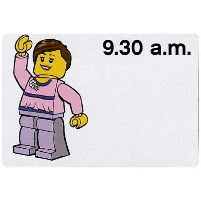 Lego Activity Card, Time-Teaching 12-Hour Clock 9.30 a.m., Female