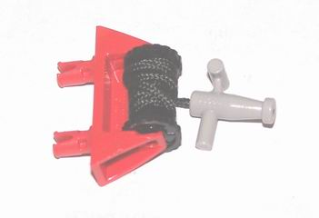 Lego String Reel 1 x 4 x 2 Complete with String and Light Gray Hose Nozzle T Handle