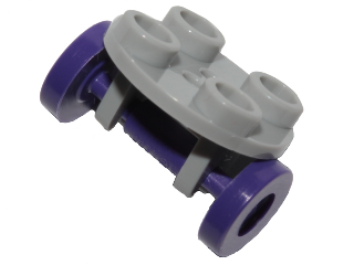 Lego Plate, Round 2 x 2 Thin with Wheel Holder with Dark Purple Wheels (2655 / 2496)