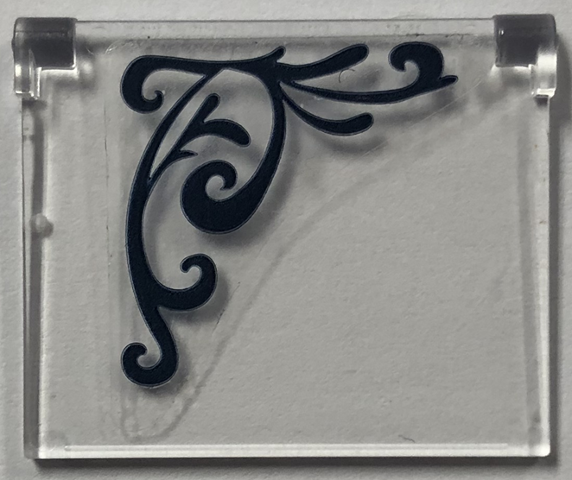 Lego Glass for Window 1 x 4 x 3 - Opening with Dark Blue Ornamental Pattern Model Right Side (Sticker) - Set 41427