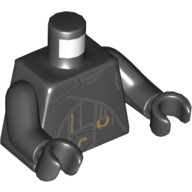Lego Torso Cloak, Belt with Gold Clasps Print, Black Arms and Hands