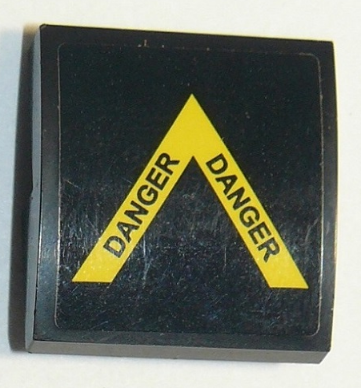 Lego Slope, Curved 2 x 2 x 2/3 with Yellow Arrow with Black 'DANGER' on Black Background Pattern (Sticker) - Set 60207