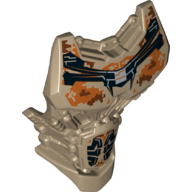 Lego Large Figure Torso Cover with Black Armour and Orange and Brown Patches Print / Dark Tan