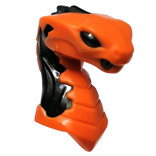 Lego Minifig Head Special, Snake with Pearl Titanium Flames, Eyes Pattern / Orange