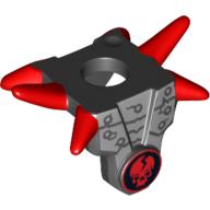Lego Minifig Neckwear Armour Breastplate with Shoulder Spikes Red and Ninjago Cracked Red Skull Print / Black