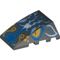 Lego Brick Wedged, Curved 4 x 4 No Top Studs with Dragon Head and Blue Lightning Print