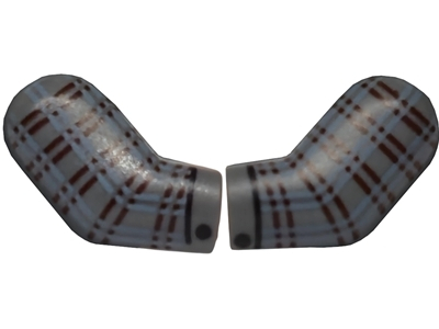 Lego Arm, (Matching Left and Right) Pair with Flannel Pattern / Dark Bluish Gray