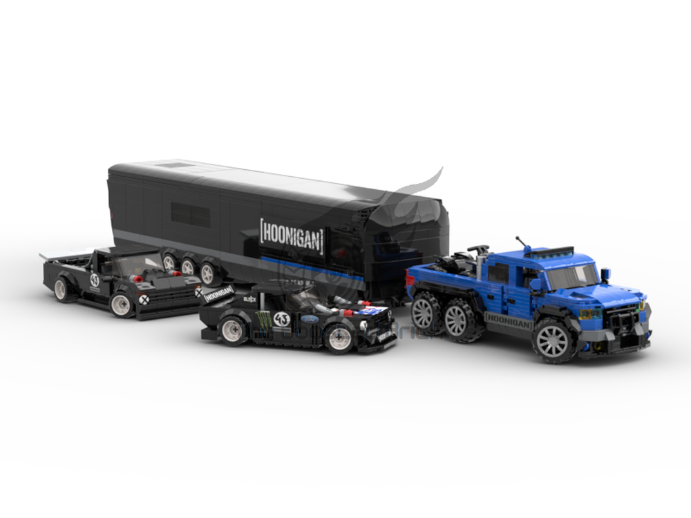 Lego VelociRaptor 6x6 with 2 car Trailer