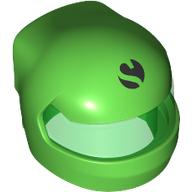 Lego Helmet, Formula 1 with Trans-Green Visor Pattern and 'S' in Black Circle (Sauber) Print / Bright Green
