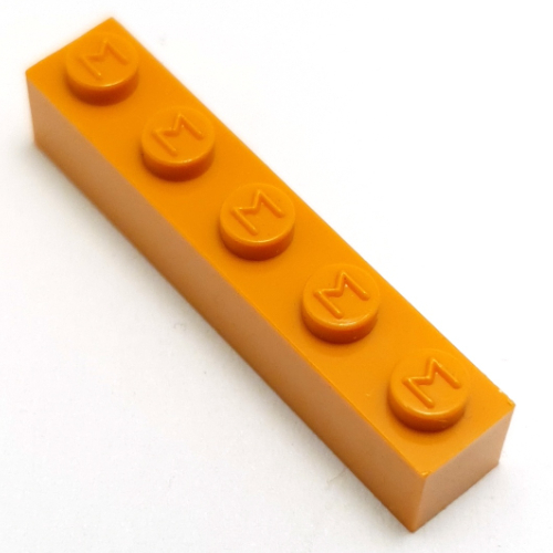 Lego Modulex Brick 1 x 5 with M on Stud / Modulex Orange