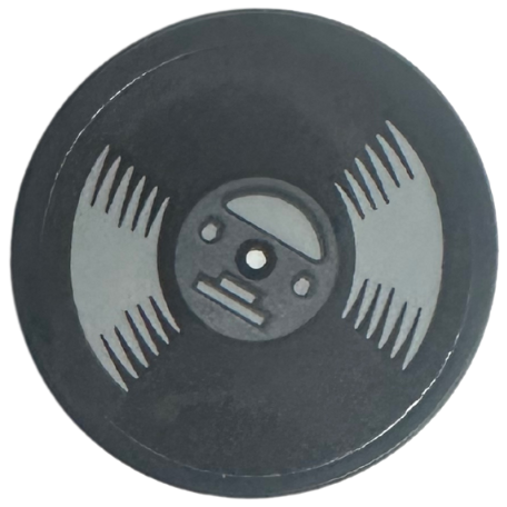 Lego Tile, Round 2 x 2 with Bottom Stud Holder with Vinyl Record with Dark Bluish Gray Label and Light Bluish Gray Highlights Pattern (Sticker) - Set 76781