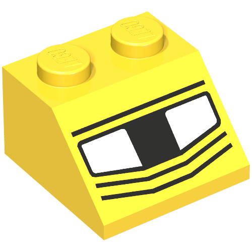 Lego Brick Sloped 45° 2 x 2 with Headlights Print / Yellow