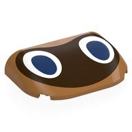 Lego Brick Round, Curved Triple 4 x 6 x 1 with White/Dark Blue Eyes, Dark Brown Raccoon Mask Print