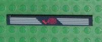 Lego Tile 1 x 8 with Red 'V8' and Light Gray Stripes Pattern Model Right Side (Sticker) - Set 8448