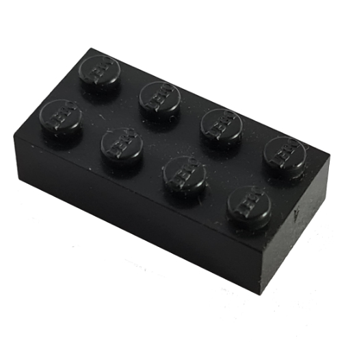 Lego Modulex Brick 2 x 4 with LEGO on Studs / Modulex Black