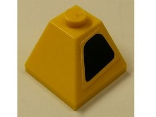 Lego Slope 45 2 x 2 Double Convex with Intake on Yellow Background Pattern Model Right Side (Sticker) - Set 8143