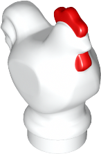 Lego Chicken, Wide Base with Molded Red Comb and Wattle Pattern