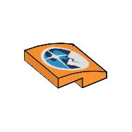 Lego Brick Curved 2 x 2 x 2/3 with Dark Blue, Dark Azure & White Arctic Logo Print / Orange