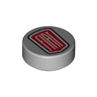 Lego Tile Round 1 x 1 with White 'FIAT' Logo on Red Field, Black Border