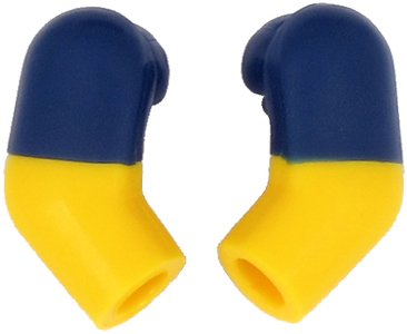 Lego Arm, (Matching Left and Right) Pair with Molded Dark Blue Short Sleeves  Pattern / Yellow