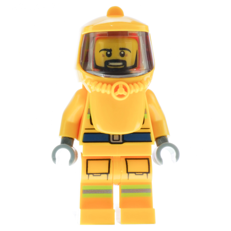 Lego Firefighter, Bright Light Orange Hazmat Suit