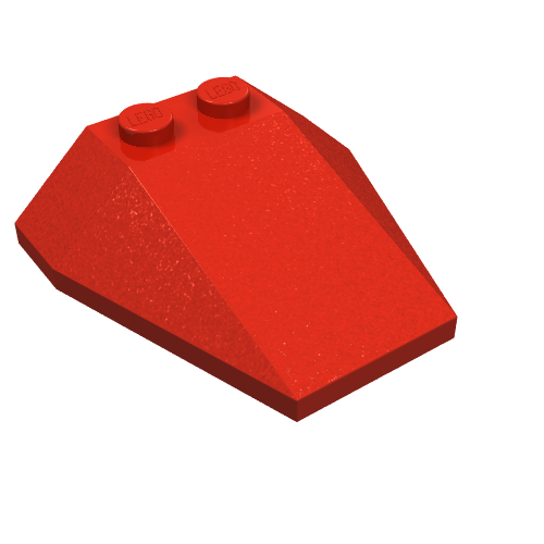 Lego Brick Wedged, Sloped 4 x 4 Triple, No Stud Notches / Red