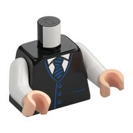 Lego Torso, Jacket, White Shirt, Blue Tie Print, White Arms, Light Nougat Hands / Black