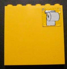 Lego Brick 1 x 6 x 5 with Toilet Paper Roll Pattern (Sticker) - Set 232 / Yellow