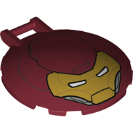 Lego Dish 6 x 6 Inverted - No Studs with Handle with Iron Man Face Print / Dark Red