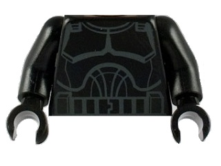 Lego Torso SW Armor Clone Trooper Dark Bluish Gray Outline Pattern (Clone Wars) / Black Arms / Black Hands