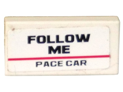 Lego Tile 1 x 2 with 'FOLLOW ME PACE CAR' Pattern (Sticker) - Set 8121
