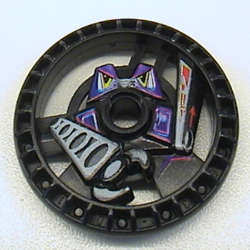 Lego Technic Disc 5 x 5 Notched, Grab with Robot Print / Black