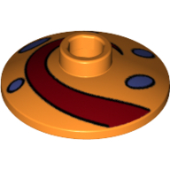 Lego Dish 2 x 2 Inverted [Radar] with Dark Red Swirl and Purple Spots Print / Orange