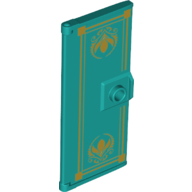 Lego Door 3 x 6 with Gold Decorations Print / Dark Turquoise