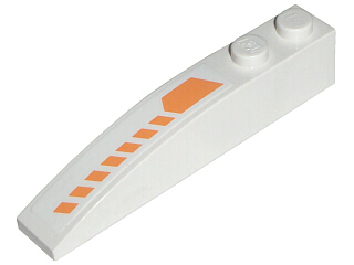Lego Slope, Curved 6 x 1 with 2 Studs with Orange Stripes Pattern Model Right (Sticker) - Set 7699