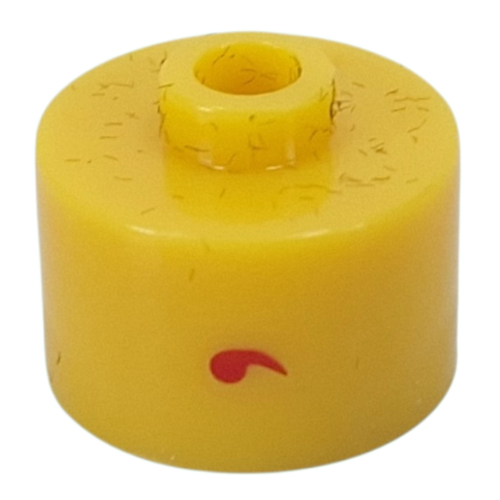 Lego Pen Bead, Round Long, Flat Edge with Red ''' Print