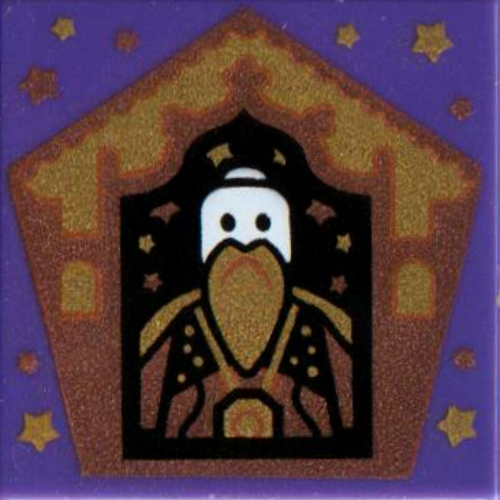 Lego Tile 2 x 2 with Wizard Card Salazar Slytherin Print / Dark Purple