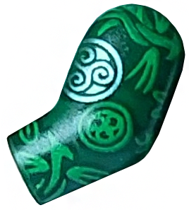 Lego Arm, Left with Silver and Bright Green Circles and Filigree Pattern / Dark Green