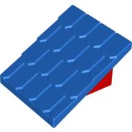 Lego Duplo Roofpie﻿ce Slope 30 4 x 4 Shingle﻿d with a Red Base﻿﻿ / Blue